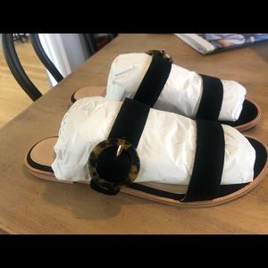 Anne Taylor Loft Black and Tortoise Sandals